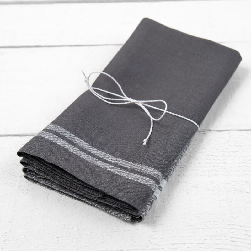 linen towel set white grey