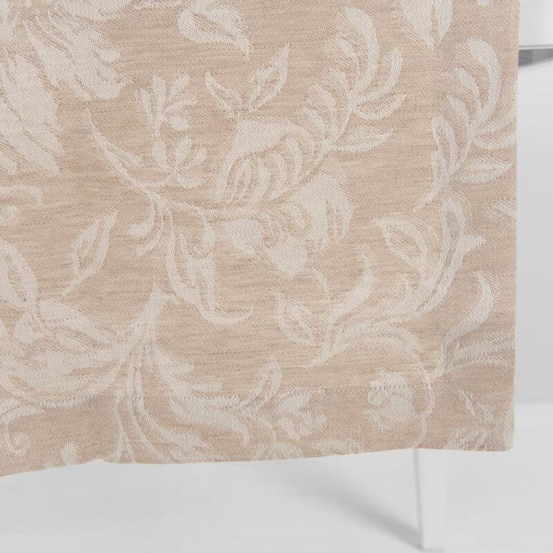 half linen brown floral runner, not washed