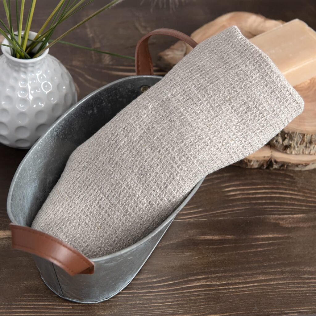 PURO Saunakilt naturgrau 4 Linen natural waffle towel small size.