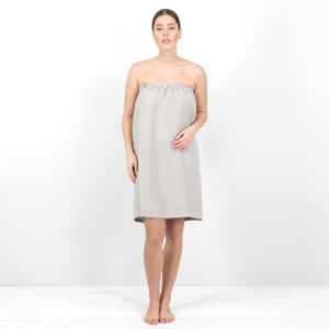 PURO Saunakilt naturgrau 13 Grey towel with a button