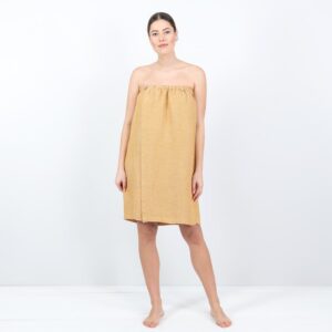 PURO Saunakilt gelb meliert 14 linen yellow wrap towel, washed