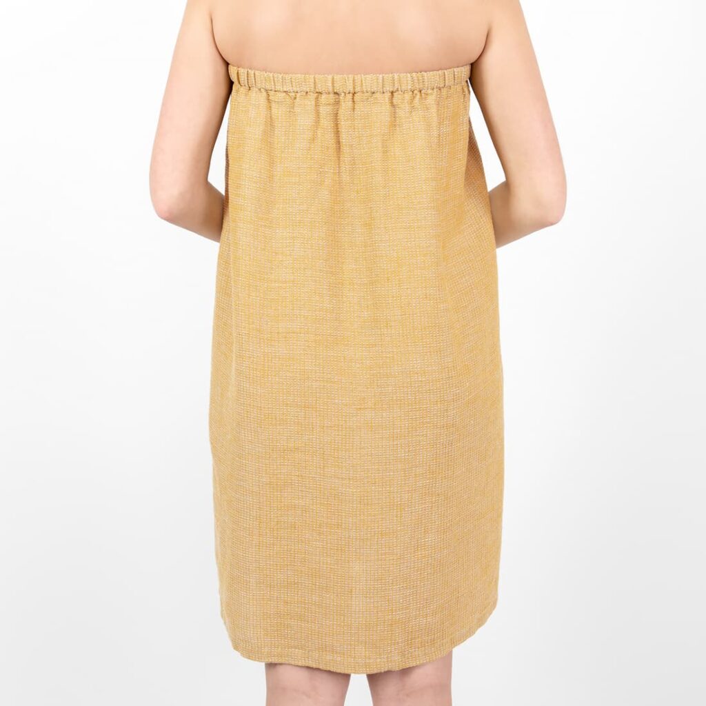 PURO Saunakilt gelb meliert 6 linen yellow wrap towel, with elastic