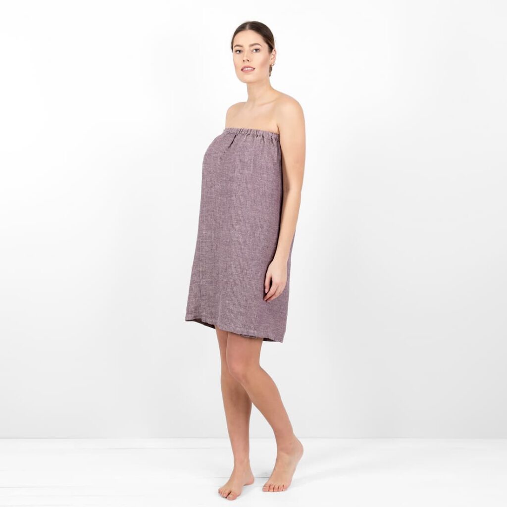 PURO Saunakilt violett meliert 2 linen violet wrap towel, washed
