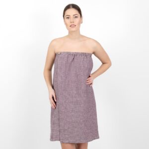 PURO Saunakilt violett meliert 15 linen violet wrap towel, classic waffle