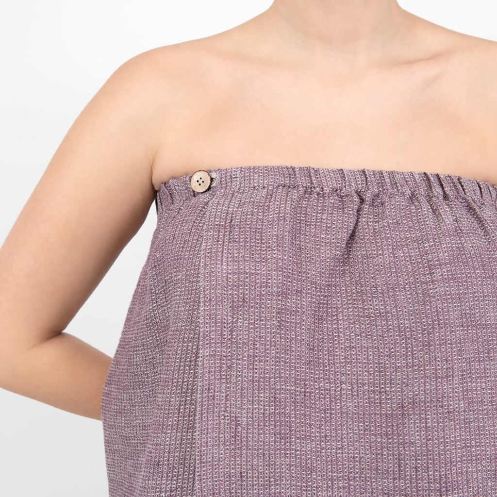PURO Saunakilt violett meliert 4 linen violet wrap towel, with button