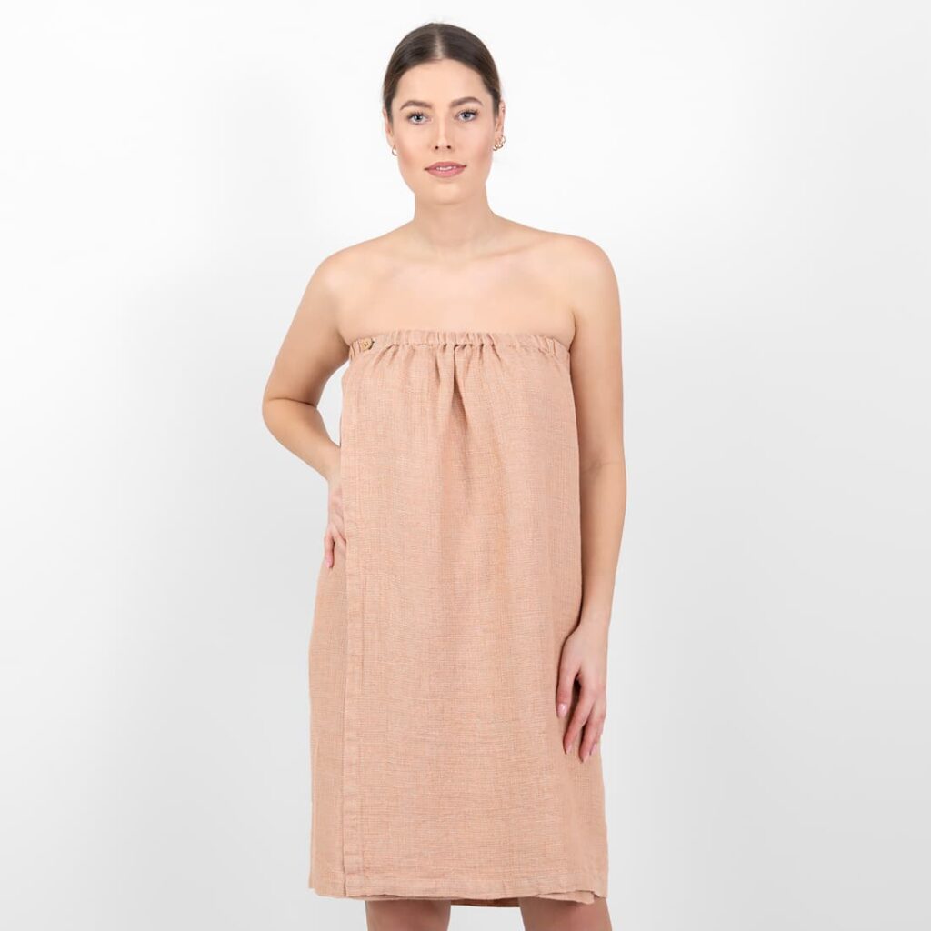 PURO Saunakilt hellbraun meliert 3 linen powder brown wrap towel washed