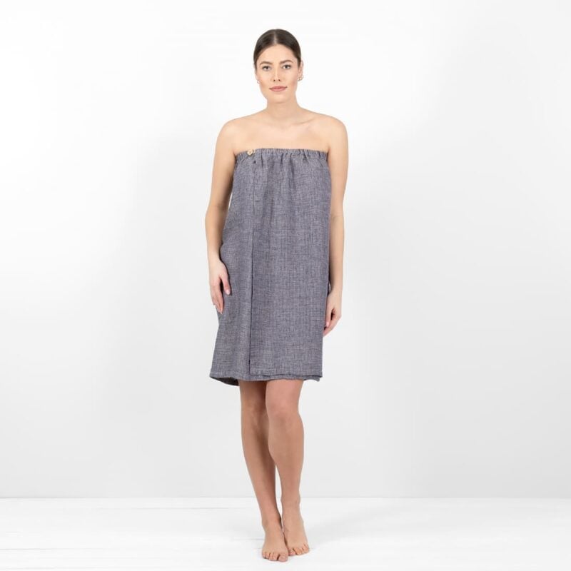 linen blue wrap towel
