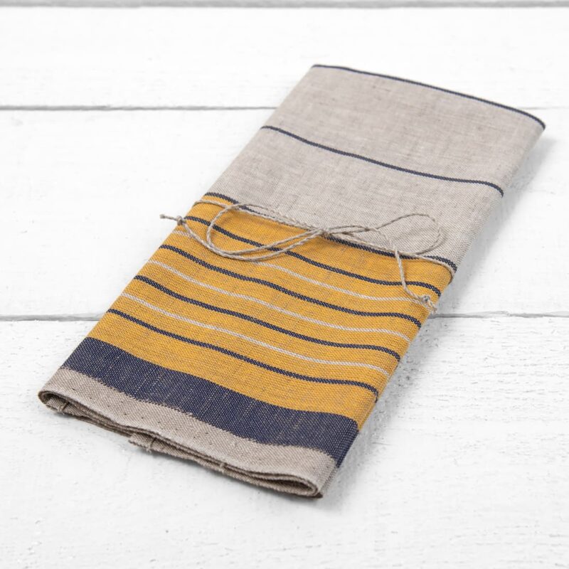 linen cotton towl beige yellow stripes