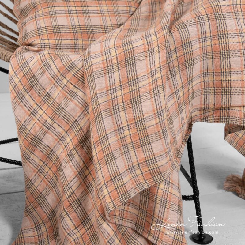 checked linen throw, multi checks.