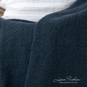 MAMBA Plaid dunkelblau 13 linen navy blanket, washed.