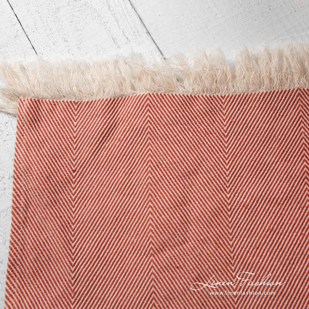 HERO Plaid orange 6 Linen cotton orange blanket 5cm. loose fringes on short sides.
