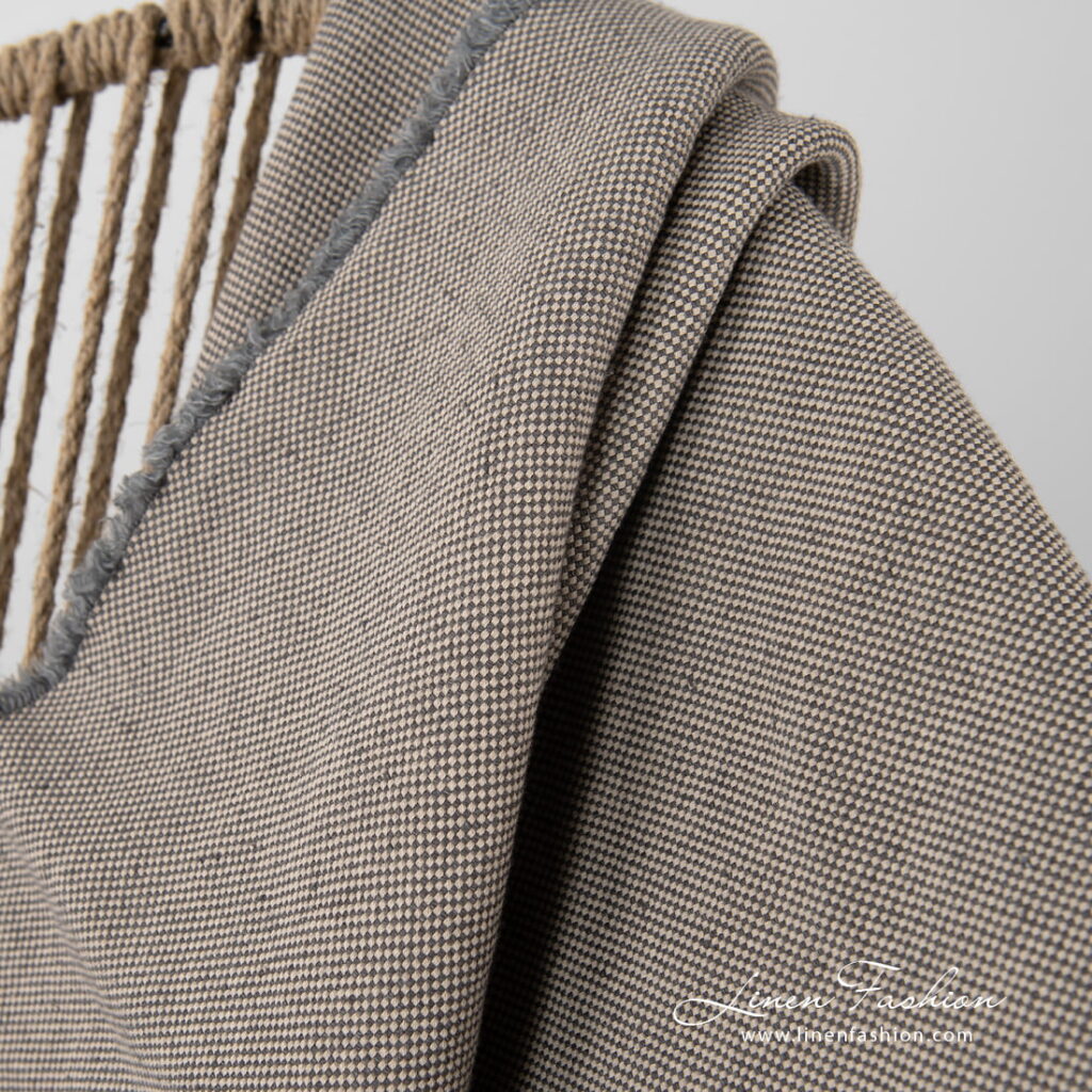 NILO Plaid grau 3 Linen cotton grey blanket with fringes, washed.