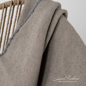 NILO Plaid grau 13 Linen cotton grey blanket with fringes, washed.