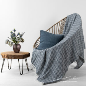 ALABAMA Plaid grau 11 linen blanket with rhombus.