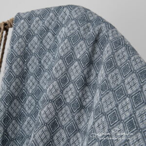 ALABAMA Plaid grau 13 linen blanket with rhombus, Jacquard.