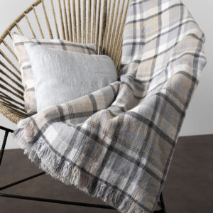 JARA Plaid grau 8 JARA grey linen blanket in checks
