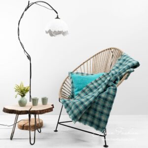 IDO Plaid grün 8 Green colored linen blanket, ido.