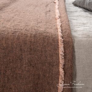 100% linen bedspread in brown.