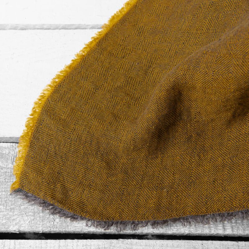 yellow diamond linen bedspread, with fringes around