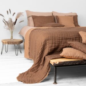 FONDA Tagesdecke braun 13 brown linen bedspread