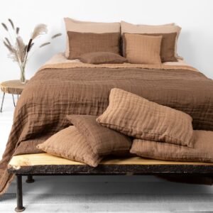 FONDA Tagesdecke braun 14 brown linen bedspread, big size bed