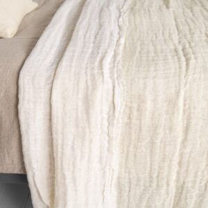 FONDA Tagesdecke vanille 15 white cream linen bedspread, 2 colors