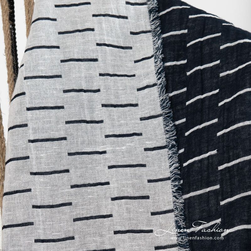 HAZEL black linen cotton blanket double-sided