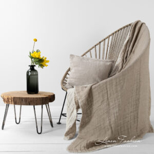 FARGO Plaid beige 11 Linen double side beige blanket.