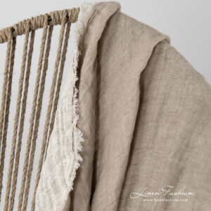 FARGO Plaid beige 13 Linen double side beige blanket, one side-cream, other-sand.