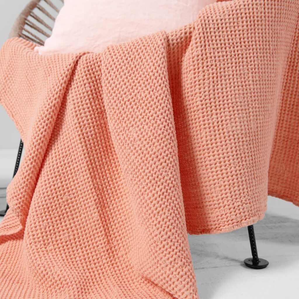 BINGO Plaid pfirsich 2 linen cotton peach blanket waffle