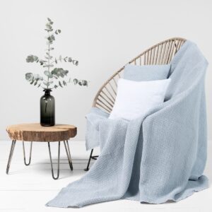 BINGO Plaid eisblau 9 Linen cotton throw ice blue