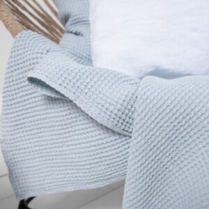 BINGO Plaid eisblau 12 Linen cotton throw ice blue with cusion covers.