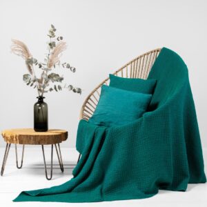 BINGO Plaid smaragdgrün 9 emerald linen cotton blanket