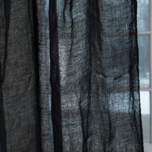 linen black curtains, gauze