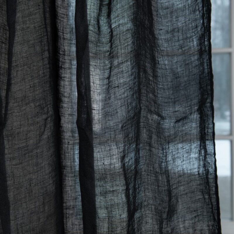 linen black curtains, gauze