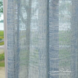 Linen cotton curtain in bluish white melange