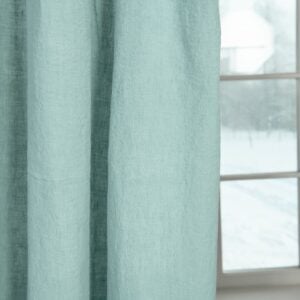 aquamarine linen curtains non transparent