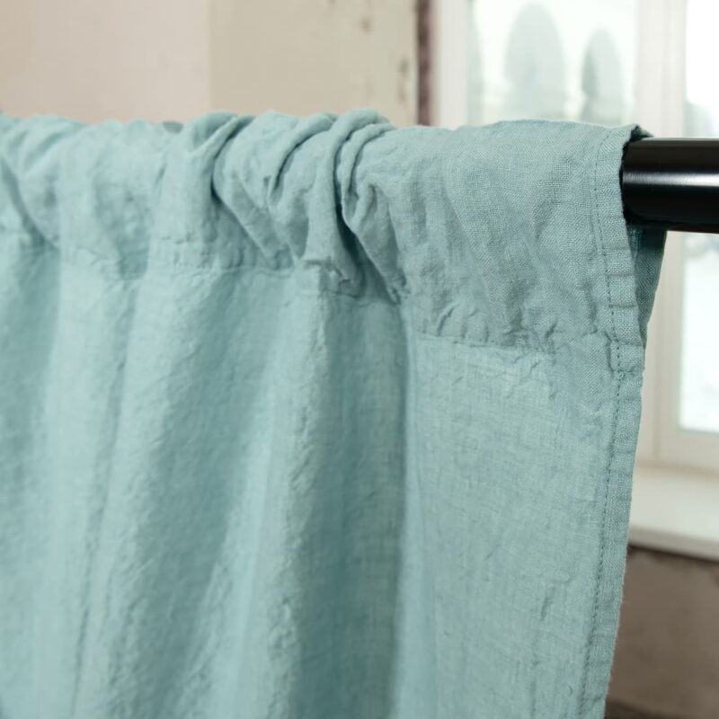 aquamarine linen curtains with channel