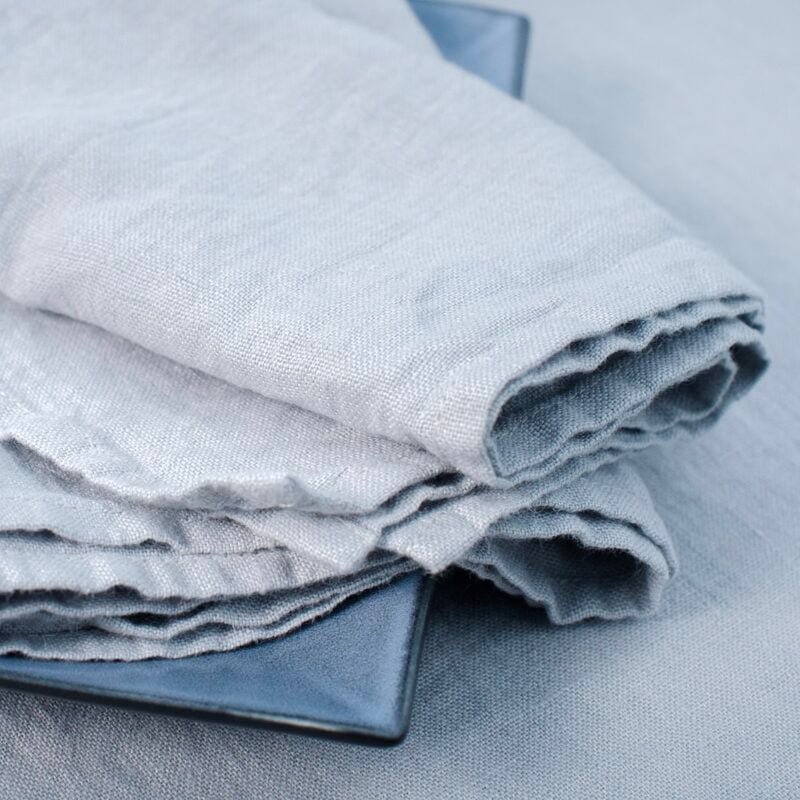 Light grey linen napkin, plain washed fabric