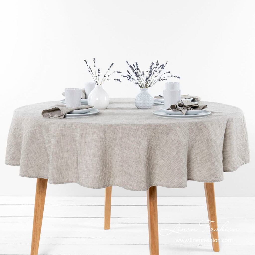ASTRA Tischdecke runde hellgraue 1 Light grey round tablecloth, ASTRA.