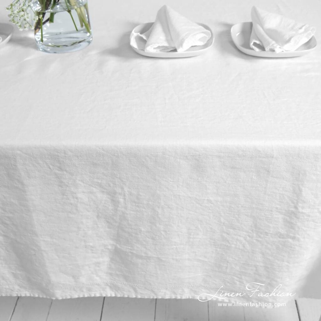 NARA Serviette milchweiß 3 NARA white linen tablecloth in hemstitch
