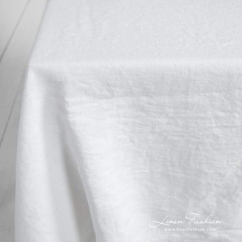 NARA white linen tablecloth, specially washed