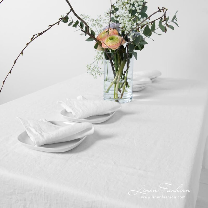 NARA white linen napkin with matching tablecloth
