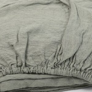 linen striped green fitted sheet with elastic