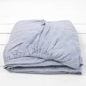 blue linen fitted sheet