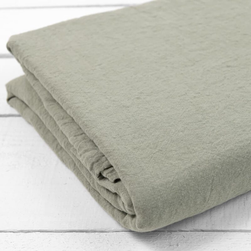 linen green flat sheet, washed