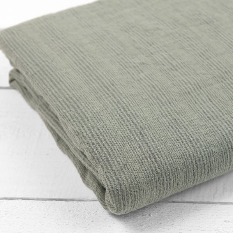 green striped linen flat sheet, washed