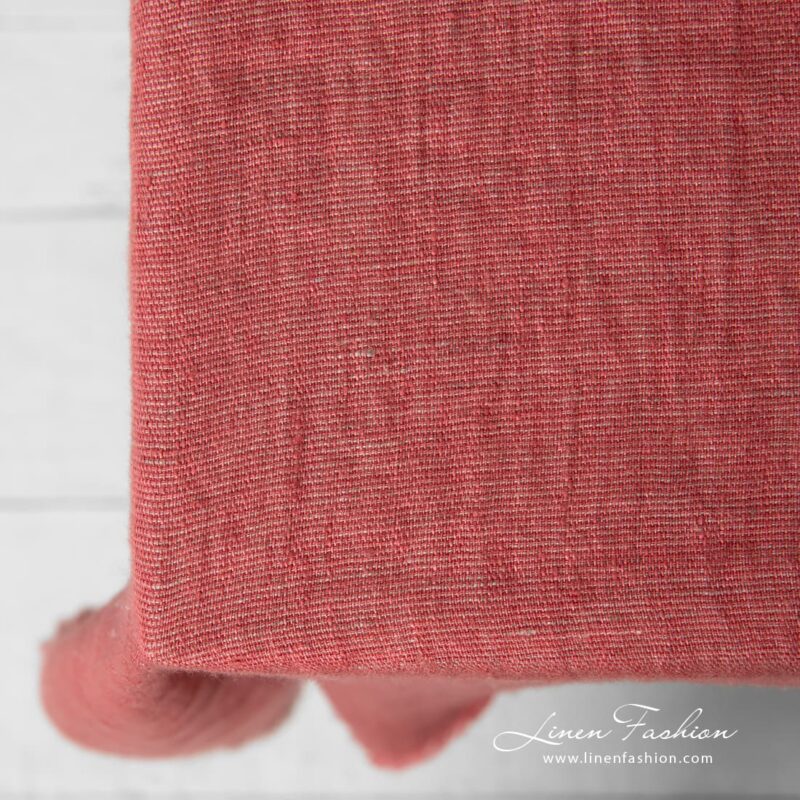 MANTIS greyish red linen tablecloth in fine delicate design