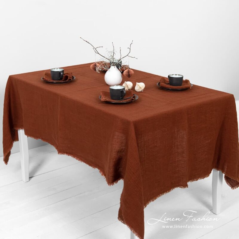 ROY brown tablecloth.