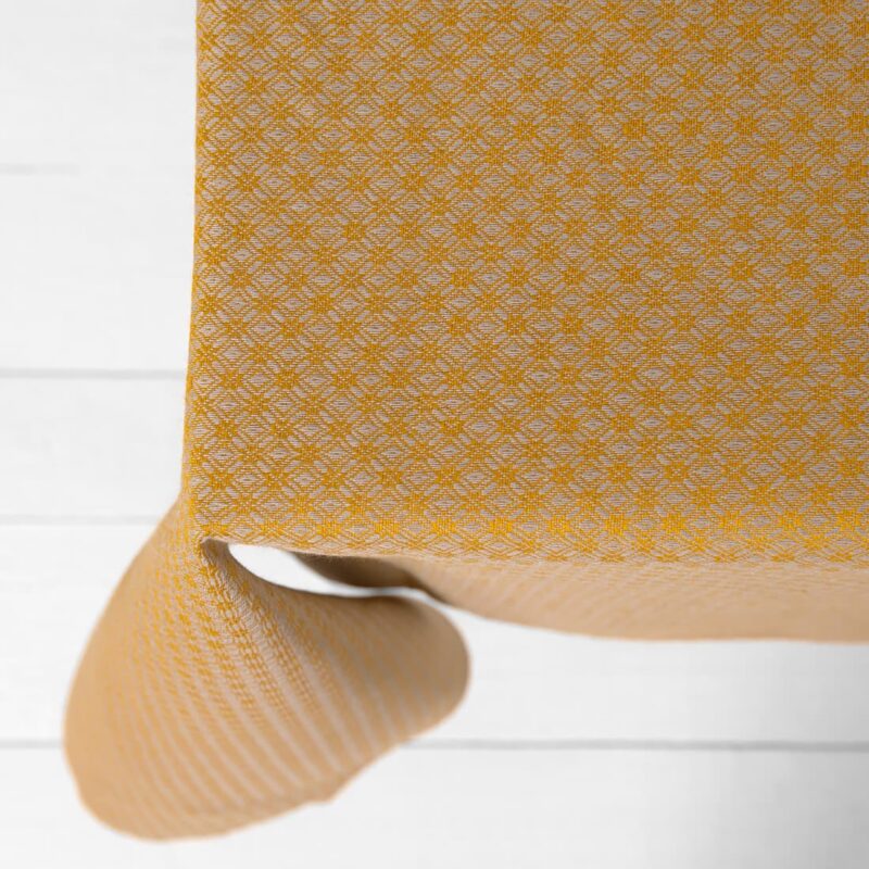 Yellow tablecloth linen cotton, simple hem